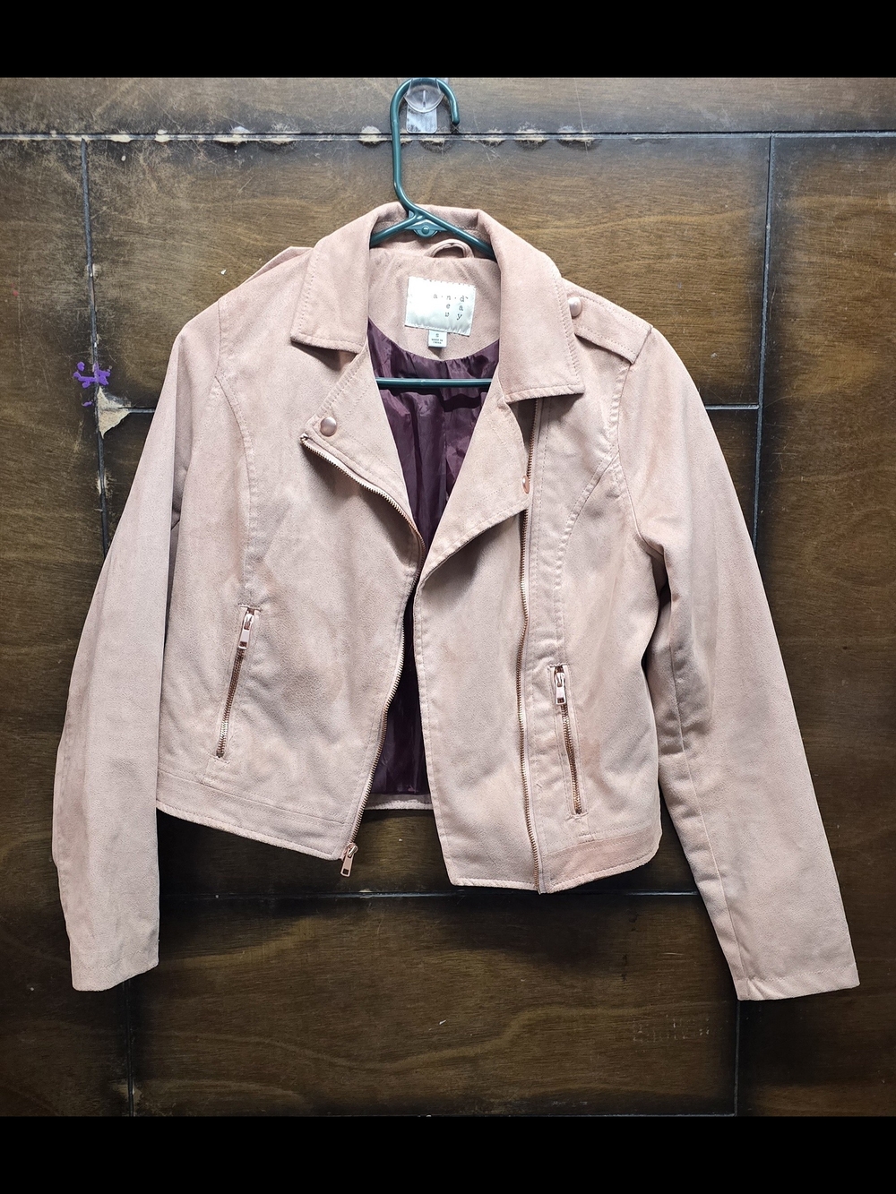 A New Day Women's Blush Pink Suede Moto Jacket Small